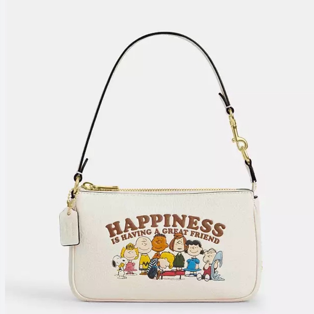 Coach 🆕 X Peanuts Nolita 19 Chalk Snoopy "HAPPINESS IS HAVING A GREAT FRIEND